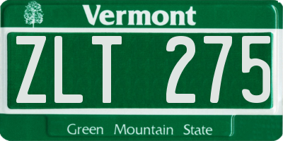 VT license plate ZLT275