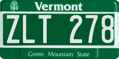 VT license plate ZLT278