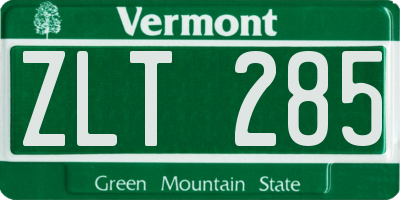 VT license plate ZLT285