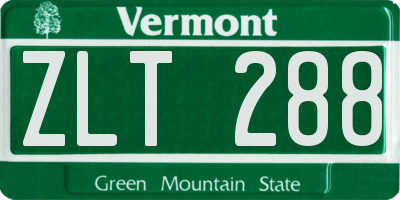 VT license plate ZLT288