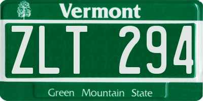 VT license plate ZLT294