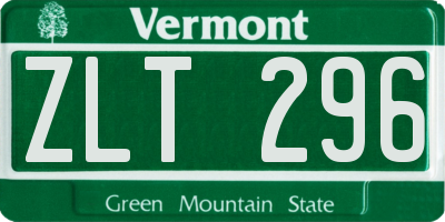 VT license plate ZLT296