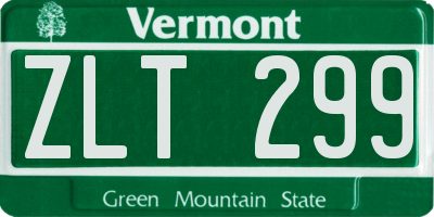 VT license plate ZLT299