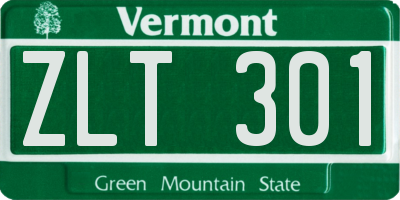 VT license plate ZLT301