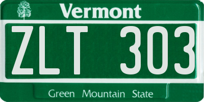 VT license plate ZLT303
