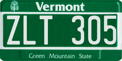 VT license plate ZLT305