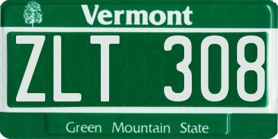 VT license plate ZLT308