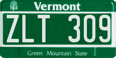VT license plate ZLT309