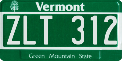 VT license plate ZLT312