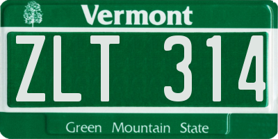 VT license plate ZLT314