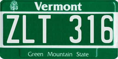 VT license plate ZLT316