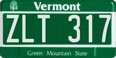 VT license plate ZLT317