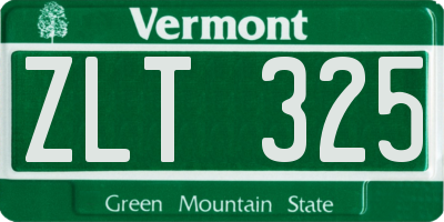 VT license plate ZLT325