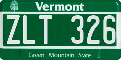 VT license plate ZLT326