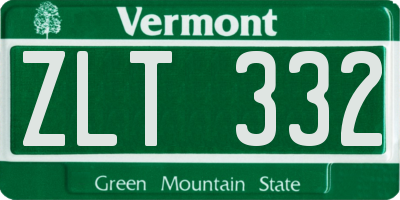 VT license plate ZLT332