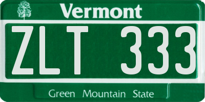 VT license plate ZLT333