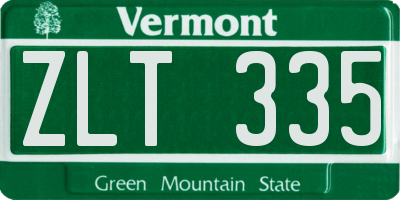 VT license plate ZLT335