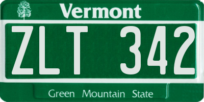 VT license plate ZLT342