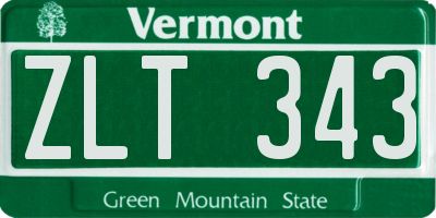 VT license plate ZLT343