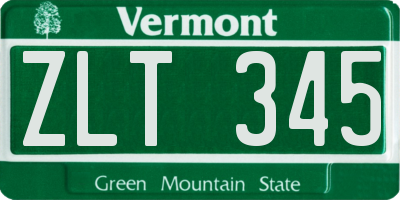 VT license plate ZLT345