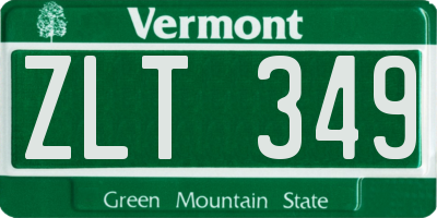 VT license plate ZLT349