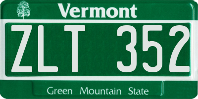 VT license plate ZLT352