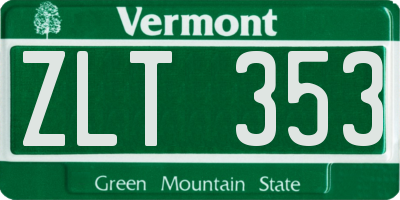 VT license plate ZLT353