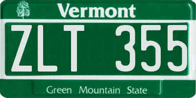 VT license plate ZLT355