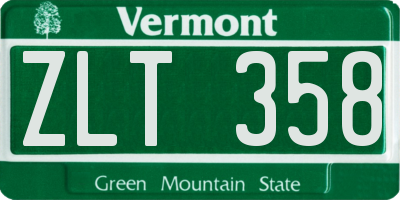 VT license plate ZLT358