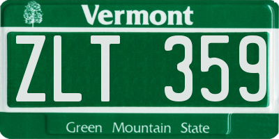 VT license plate ZLT359