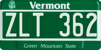 VT license plate ZLT362