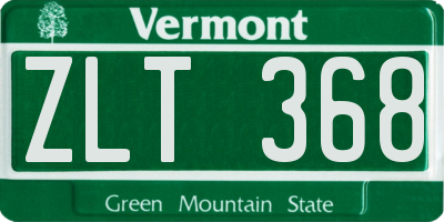 VT license plate ZLT368