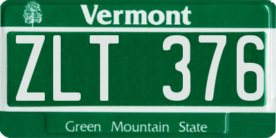 VT license plate ZLT376