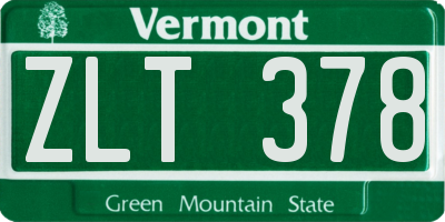 VT license plate ZLT378