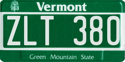 VT license plate ZLT380