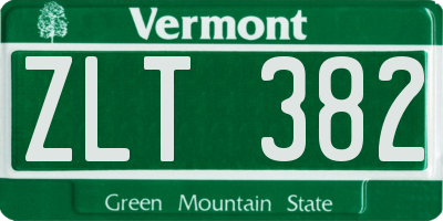 VT license plate ZLT382