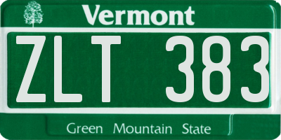 VT license plate ZLT383