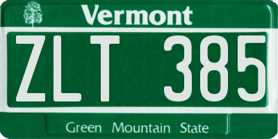 VT license plate ZLT385
