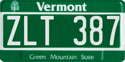 VT license plate ZLT387