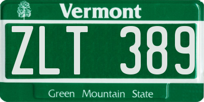 VT license plate ZLT389