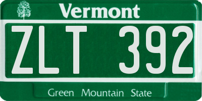 VT license plate ZLT392