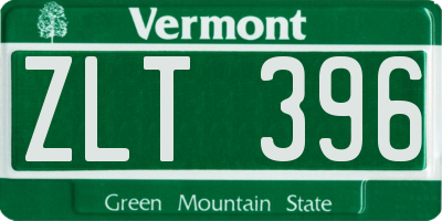 VT license plate ZLT396