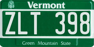 VT license plate ZLT398