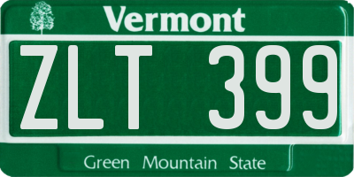 VT license plate ZLT399