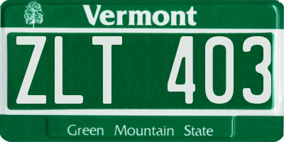 VT license plate ZLT403