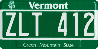 VT license plate ZLT412