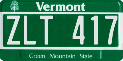 VT license plate ZLT417