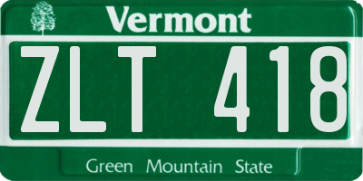 VT license plate ZLT418
