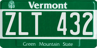 VT license plate ZLT432