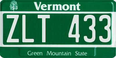 VT license plate ZLT433